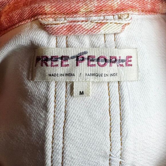 Free People Lua Bed Floral Denim Jacket - Size Medium, Apricot Combo, NWOT - Picture 8 of 8